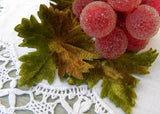 Vintage Sugared Glass Bunch of Red Grapes Picks