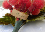 Vintage Sugared Glass Bunch of Red Grapes Picks
