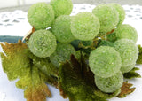 Vintage Sugared Glass Bunch of Green Grapes Picks