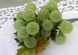 Vintage Sugared Glass Bunch of Green Grapes Picks
