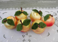 Vintage Yellow and Red Satin Apple Fruit Floral Decor