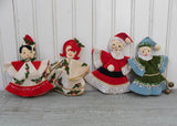 Vintage Sequins and Felt Santa Elf and Choir Couple Ornaments Christmas Decor