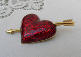 Vintage Avon Red Enameled Heart and Arrow Valentines Pin