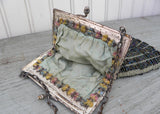 Antique Art Deco Green Carnival Glass Beaded Evening Bag Purse