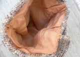 Antique Gray Glass Beaded and Fringe Flapper Purse Evening Bag