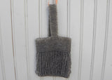 Antique Gray Glass Beaded and Fringe Flapper Purse Evening Bag