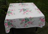 Vintage Wilendur Wilendure Pink Royal Rose Tablecloth