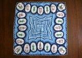 Vintage Blue Handkerchief with Dutch People Couples