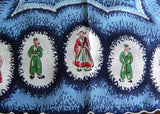 Vintage Blue Handkerchief with Dutch People Couples