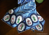 Vintage Blue Handkerchief with Dutch People Couples