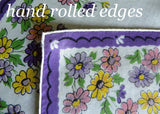 Vintage Purple Pink Yellow Daisy Daisies Handkerchief