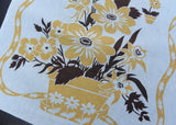 Vintage Linen Tea Towel Potted Flowers Dahlias and Columbines