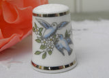 Vintage Royal Worcester Fine Bone China Blue Bird Thimble England
