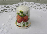 Vintage Palissy Strawberries and Strawberry Blossom Bone China Thimble