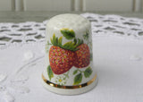 Vintage Palissy Strawberries and Strawberry Blossom Bone China Thimble