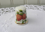 Vintage Palissy Strawberries and Strawberry Blossom Bone China Thimble