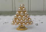 Vintage Gold and Pearl Christmas Tree Pin Brooch
