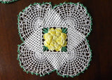 Set of 2 Vintage Hand Crocheted Yellow Irish Rose Doilies - The Pink Rose Cottage 