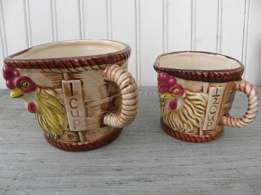 Vintage Ceramic 1/4 Cup Rooster Measuring Cup 