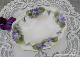 Vintage Hand Painted Purple Violets Candy Trinket Dish