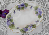 Vintage Hand Painted Purple Violets Candy Trinket Dish