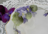 Vintage Hand Painted Purple Violets Candy Trinket Dish