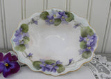 Vintage Hand Painted Purple Violets Candy Trinket Dish