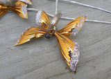 5 Vintage Aluminum and Glass Gold Butterfly Floral Picks