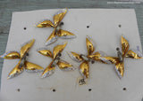 5 Vintage Aluminum and Glass Gold Butterfly Floral Picks on Original Card