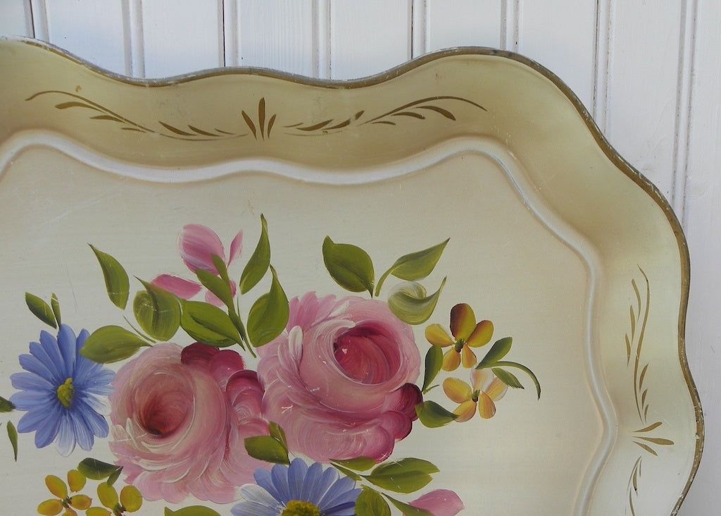Vintage Russian Toleware Tray Artist Signed Hand Painted Vintage Russian Toleware Tray Artist Signed Hand Painted