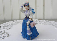 Miniature Victorian Lady Figurine Deep Blue Dress