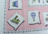 Vintage Tablecloth Antique Transportation Hot Air Balloons Trains and More