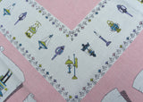 Vintage Tablecloth Antique Transportation Hot Air Balloons Trains and More