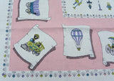 Vintage Tablecloth Antique Transportation Hot Air Balloons Trains and More