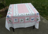 Vintage Tablecloth Antique Transportation Hot Air Balloons Trains and More