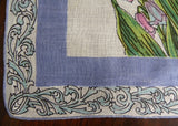 Vintage Pink Purple and Blue Hyacinth Flowers Handkerchief