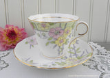Vintage Colclough Art Deco Pastel Spring Flowers Teacup and Saucer