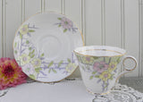 Vintage Colclough Art Deco Pastel Spring Flowers Teacup and Saucer