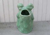 Vintage Cameron Clay Pottery Green Celadon Dutch Boy and Girl Planter Vase