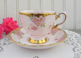 Vintage Tuscan Pink Teacup and Saucer Pink Spring Blossoms