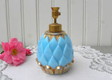 Vintage DeVilbiss Blue Milk Glass Pineapple Perfume Bottle France