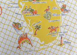 Vintage Parisian Prints Florida Map Souvenir Tablecloth
