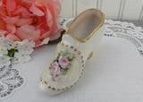 Vintage Hand Painted Pink Rose Victorian Shoe Figurine