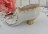 Vintage Hand Painted Pink Rose Victorian Shoe Figurine