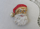 Vintage Enamel and Rhinestone Santa Clause Face Pin