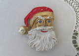 Vintage Enamel and Rhinestone Santa Clause Face Pin