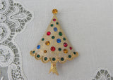 Vintage Whimsical Whitewashed Gold Christmas Tree with Rhinestones