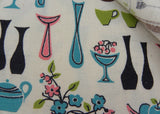 Unused MCM Victory Pink and Teal Placemats Napkins and Salad Set