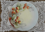 Vintage Hand Painted Plate Strawberries and Strawberry Blossoms