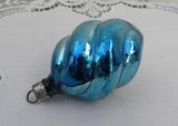 Vintage Mercury Glass Blue Swirl Christmas Ornament